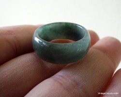 Natural Jade Ring US 9.5 - 19.5mm,  Bluish Green Jadeite Jade Ring Untreated,  Natural Jadeite Jade wide