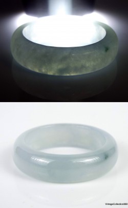 Anillo de Jade blanco azulado US 8.5 - 18.6mm, Anillo Jade Jadeíta Natural, No tratado, Anillo Jade Natural blanco azul claro