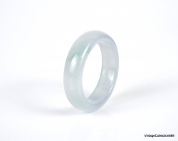 Natural White Bluish Jadeite Jade Ring US 8.75 - 18.8mm,  white,  blue green Jade band ring,  natural jadeite jade