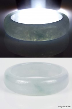 Natural White Bluish Jadeite Jade Ring US 8.75 - 18.8mm,  white,  blue green Jade band ring,  natural jadeite jade