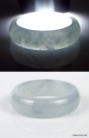 Jade Ring Band US 8.75 - 18.7mm,  Natural White Bluish Jade ring,  white and blue Jadeite ring for women and girl.