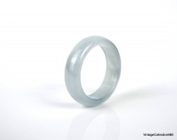 Jade Ring Band US 8.75 - 18.7mm,  Natural White Bluish Jade ring,  white and blue Jadeite ring for women and girl.