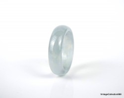 Jade Ring Band US 8.75 - 18.7mm,  Natural White Bluish Jade ring,  white and blue Jadeite ring for women and girl.
