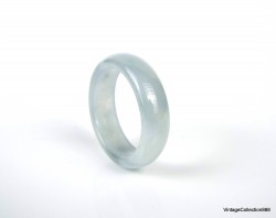 Jade Ring Band US 8.75 - 18.7mm,  Natural White Bluish Jade ring,  white and blue Jadeite ring for women and girl.