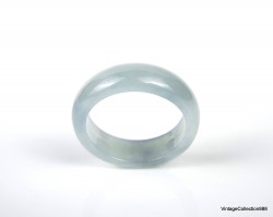 Jade Ring Band US 8.75 - 18.7mm,  Natural White Bluish Jade ring,  white and blue Jadeite ring for women and girl.