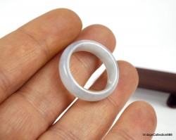 Jade Ring Band US 8.75 - 18.7mm,  Natural White Bluish Jade ring,  white and blue Jadeite ring for women and girl.