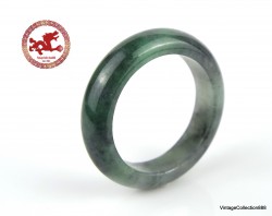 Natural Jade Ring US 6.75 - 17.2mm,  translucent Green Grey Jade Ring,  Untreated Undyed Jadeite Jade Ring