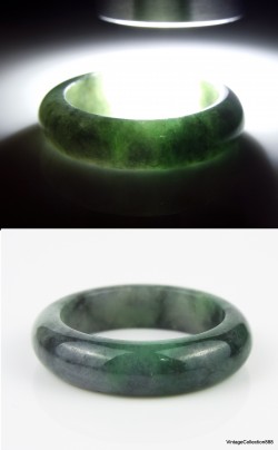 Natural Jade Ring US 6.75 - 17.2mm,  translucent Green Grey Jade Ring,  Untreated Undyed Jadeite Jade Ring