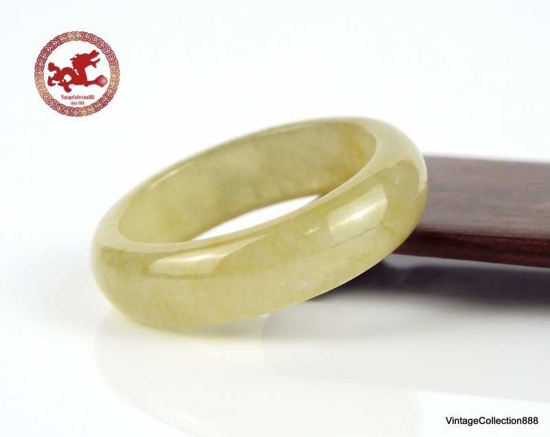 Natural Yellow Jade Ring US 9.25 - 19.2mm,  Yellow Jadeite Jade Ring,  Untreated Undyed Jadeite Jade Ring