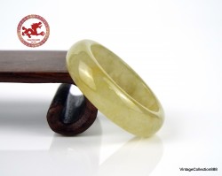 Natural Yellow Jade Ring US 9.25 - 19.2mm,  Yellow Jadeite Jade Ring,  Untreated Undyed Jadeite Jade Ring