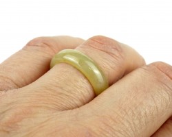 Natural Yellow Jade Ring US 9.25 - 19.2mm,  Yellow Jadeite Jade Ring,  Untreated Undyed Jadeite Jade Ring