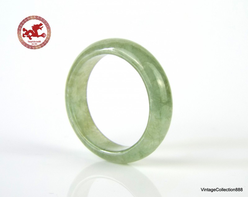 Anillo de jade natural, talla US10,25-20 mm, anillo de jade jadeíta natural verde claro helado, certificado sin tratar