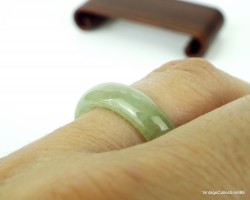 Anillo de jade natural, talla US10,25-20 mm, anillo de jade jadeíta natural verde claro helado, certificado sin tratar