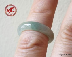 Natural Jade Ring US 4.75,  Icy Green Jade Ring,  Icy Jadeite Jade Ring with green spot,  Untreated,  small size 15.5mm