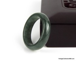 Anillo de jade verde oscuro de 7,75 a 17,9 mm de jadeíta verde natural translúcido certificado, 17,9 mm