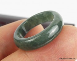 Anillo de jade verde oscuro de 7,75 a 17,9 mm de jadeíta verde natural translúcido certificado, 17,9 mm