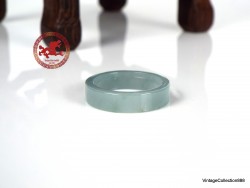 Green Jade Ring US 8 - 18.2mm,  pale Green Natural Jadeite Jade Ring straight cut,  Certified Jadeite Jade Ring