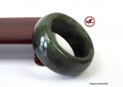 Anillo de jade jadeíta verde oscuro natural de talla 10,25 a 20 mm, anillo de jade jadeíta certificado. hombre