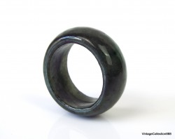 Anillo de jade jadeíta verde oscuro natural de talla 10,25 a 20 mm, anillo de jade jadeíta certificado. hombre