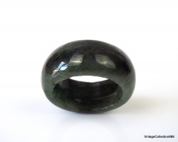 Anillo de jade jadeíta verde oscuro natural de talla 10,25 a 20 mm, anillo de jade jadeíta certificado. hombre