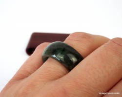 Anillo de jade jadeíta verde oscuro natural de talla 10,25 a 20 mm, anillo de jade jadeíta certificado. hombre