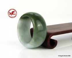 Natural Jade Ring 11.75- 21.3mm. Green and White Jadeite Jade Thumb Ring size US 11.75. Jade ring for men