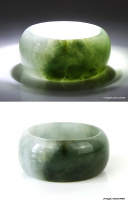 Natural Jade Ring 11.75- 21.3mm. Green and White Jadeite Jade Thumb Ring size US 11.75. Jade ring for men