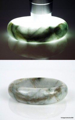 Natural Jade vintage Bangle 54 mm -2.12,  Jadeite bracelet,  white,  green & brown,  for woman and girl.