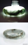 Natural Jade vintage Bangle 54 mm -2.12,  Jadeite bracelet,  white,  green & brown,  for woman and girl.