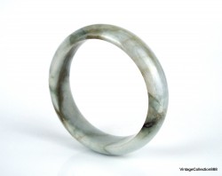 Natural Jade vintage Bangle 54 mm -2.12,  Jadeite bracelet,  white,  green & brown,  for woman and girl.