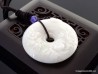 White Jade Disc Pendant 2"-5.2cm with Flowers and Butterfly carved,  Certified Natural White Jadeite Jade donut