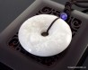 White Jade Disc Pendant 2"-5.2cm with Flowers and Butterfly carved,  Certified Natural White Jadeite Jade donut