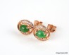 Exclusive Green Natural Jade and Pink Sterling Silver and Zirconia Earrings - with Certificate