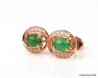 Exclusive Green Natural Jade and Pink Sterling Silver and Zirconia Earrings - with Certificate