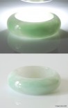 Natural white Jade Ring US 4.25 - 15.2mm,  White & emerald green Jadeite Jade Ring,  Untreated certified jade ring