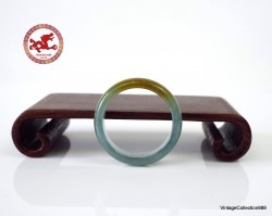 Natural Jadeite Jade ring US 8 - 18.1mm,  Bluish Green and Yellow translucent and high gloss Jade ring,  Certified Jadeite