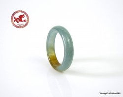 Natural Jadeite Jade ring US 8 - 18.1mm,  Bluish Green and Yellow translucent and high gloss Jade ring,  Certified Jadeite