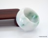 Translucent White & Green Jadeite Jade ring US 9.5 - 19.6mm,  Natural jadeite jade ring,  Jade barrel ring