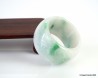 Translucent White & Green Jadeite Jade ring US 9.5 - 19.6mm,  Natural jadeite jade ring,  Jade barrel ring