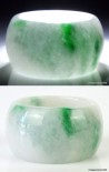 Translucent White & Green Jadeite Jade ring US 9.5 - 19.6mm,  Natural jadeite jade ring,  Jade barrel ring