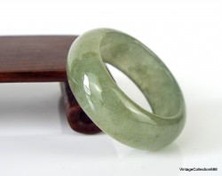 Icy Green Jade Ring US 9.75 - 19.7mm,   Natural translucent Green Jadeite Jade Ring,  Certified Jade ring