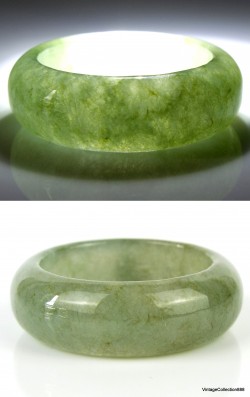 Icy Green Jade Ring US 9.75 - 19.7mm,   Natural translucent Green Jadeite Jade Ring,  Certified Jade ring