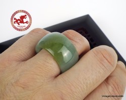 Natural Jade Ring US 11.5 - 21mm,  Natural Green & Yellow Jadeite Jade Ring,  Natural translucent Jade ring Certified,  man