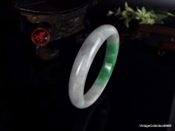 Gris claro y verde manzana Jadeíta Jade Bangle talla 62.8mm - 2.47", Pulsera Jade, Regalo para Mujer, regalo para chica