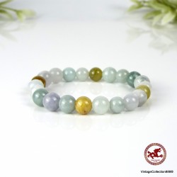 Brazalete de Jade Jadeíta natural multicolor. Pulsera de cuentas de 8mm para mujeres y hombres.