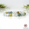 Brazalete de Jade Jadeíta natural multicolor. Pulsera de cuentas de 8mm para mujeres y hombres.