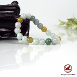 Brazalete de Jade Jadeíta natural multicolor. Pulsera de cuentas de 8mm para mujeres y hombres.