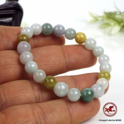 Brazalete de Jade Jadeíta natural multicolor. Pulsera de cuentas de 8mm para mujeres y hombres.