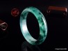 Icy Jade bangle 61.4mm -2.4",  translucent icy Jade bracelet with green flowers,  clear Jade bangle for woman and girl