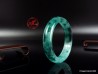 Icy Jade bangle 61.4mm -2.4",  translucent icy Jade bracelet with green flowers,  clear Jade bangle for woman and girl